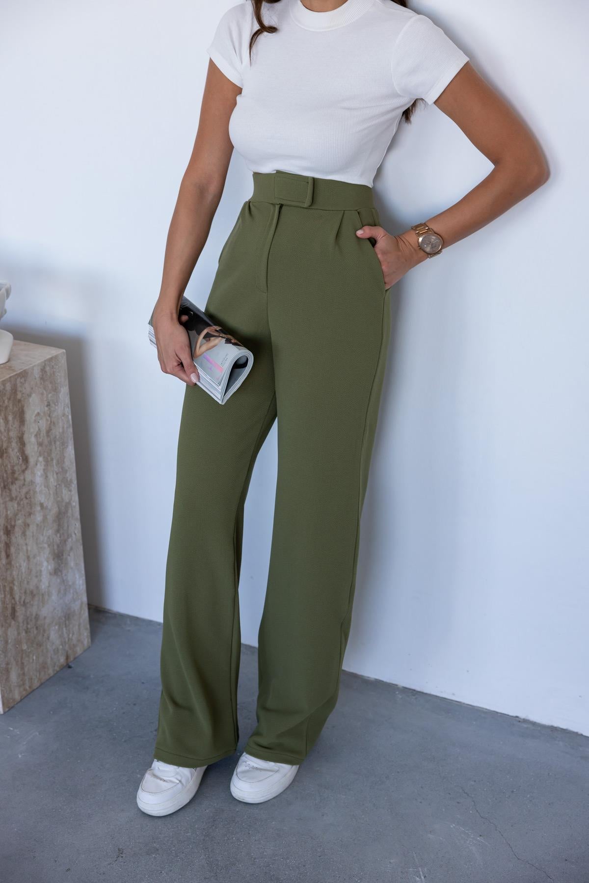 Lycra Palazzo Trousers - GREEN