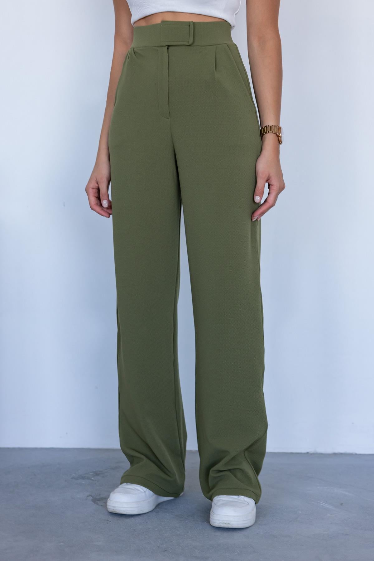 Lycra Palazzo Trousers - GREEN