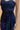Brooch Detailed Slit Evening Dress - NAVY BLUE
