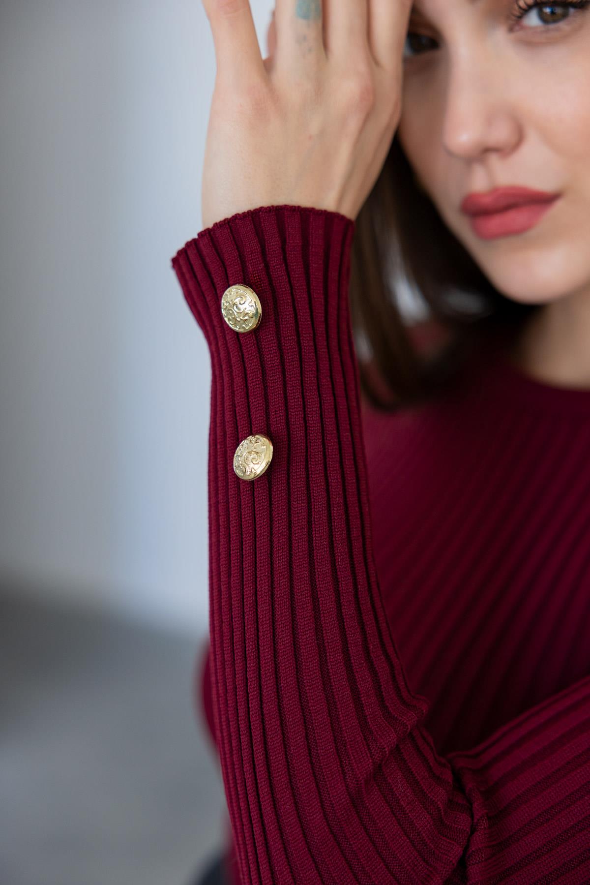 Basic Knitwear with Cufflinks - CLARET RED