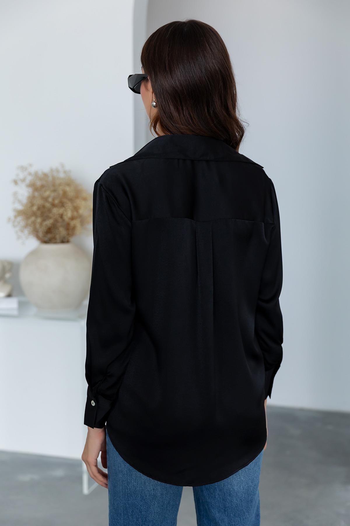 Satin Shirt - BLACK