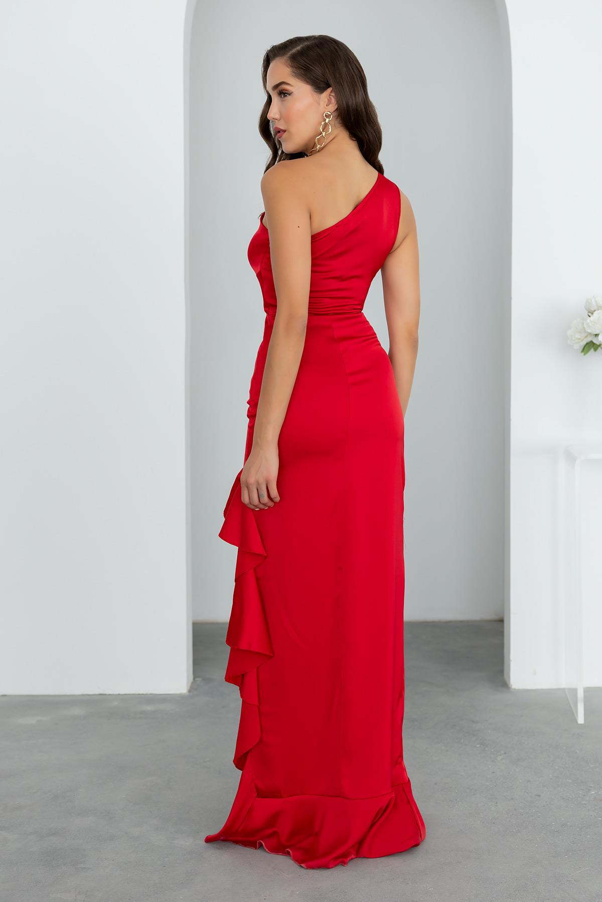 Ruffle Evening Dress - RED