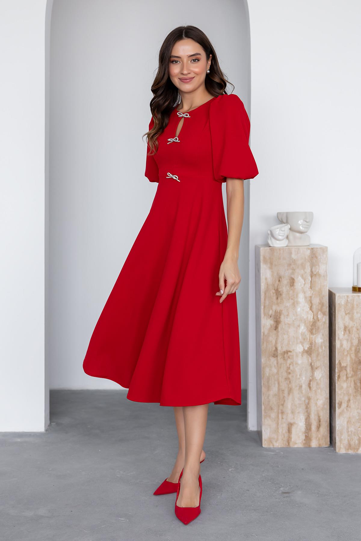 Midi Length Dress - RED