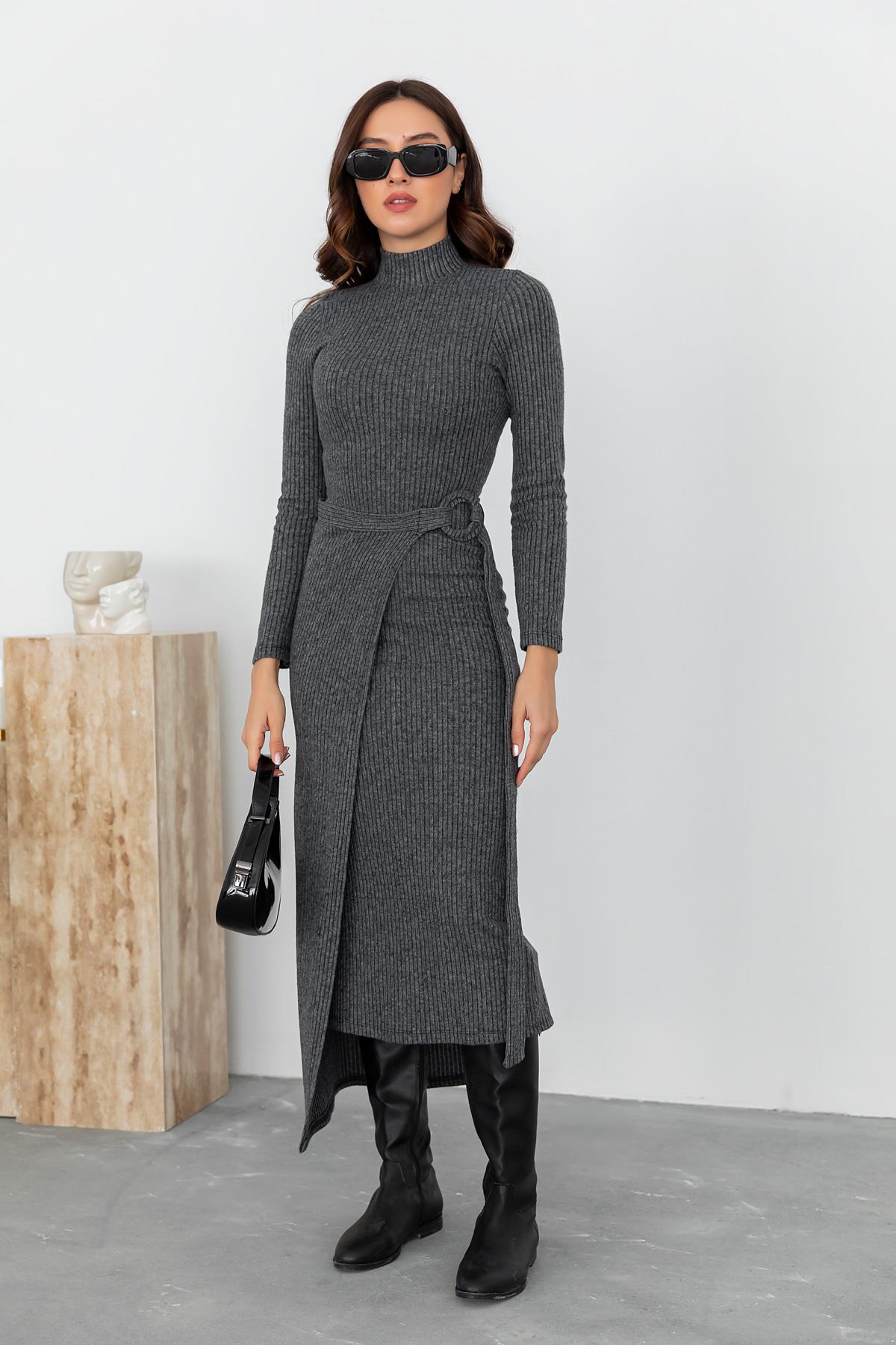 Skirt Tie Dress - Dark grey