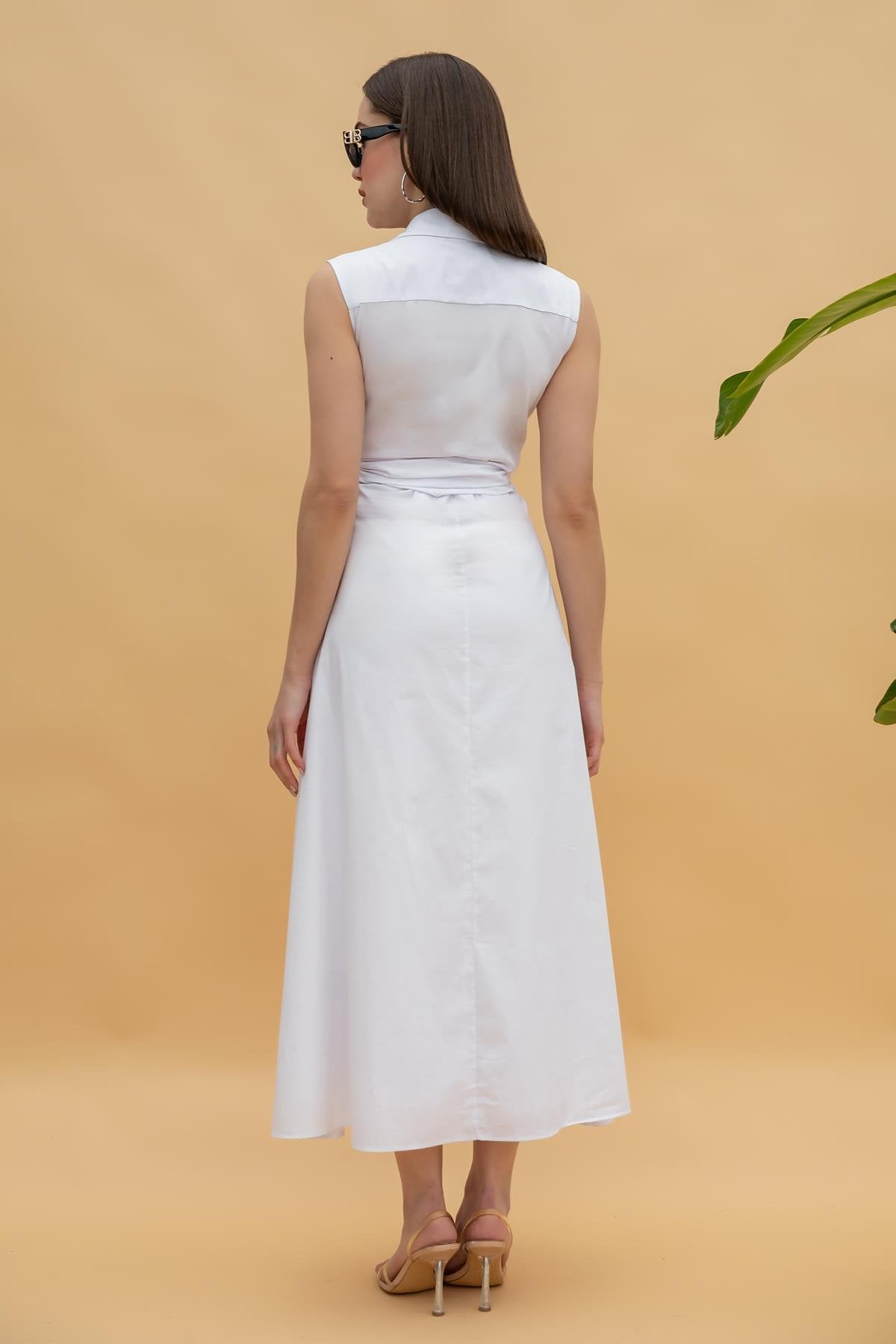 Designer Tie Dress - WHITE