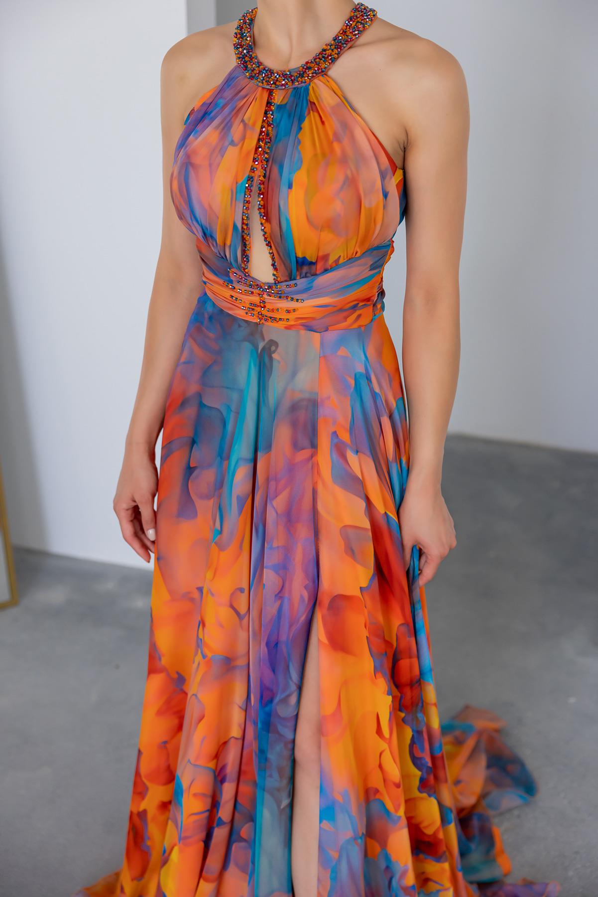 Design Chiffon Evening Dress - ORANGE