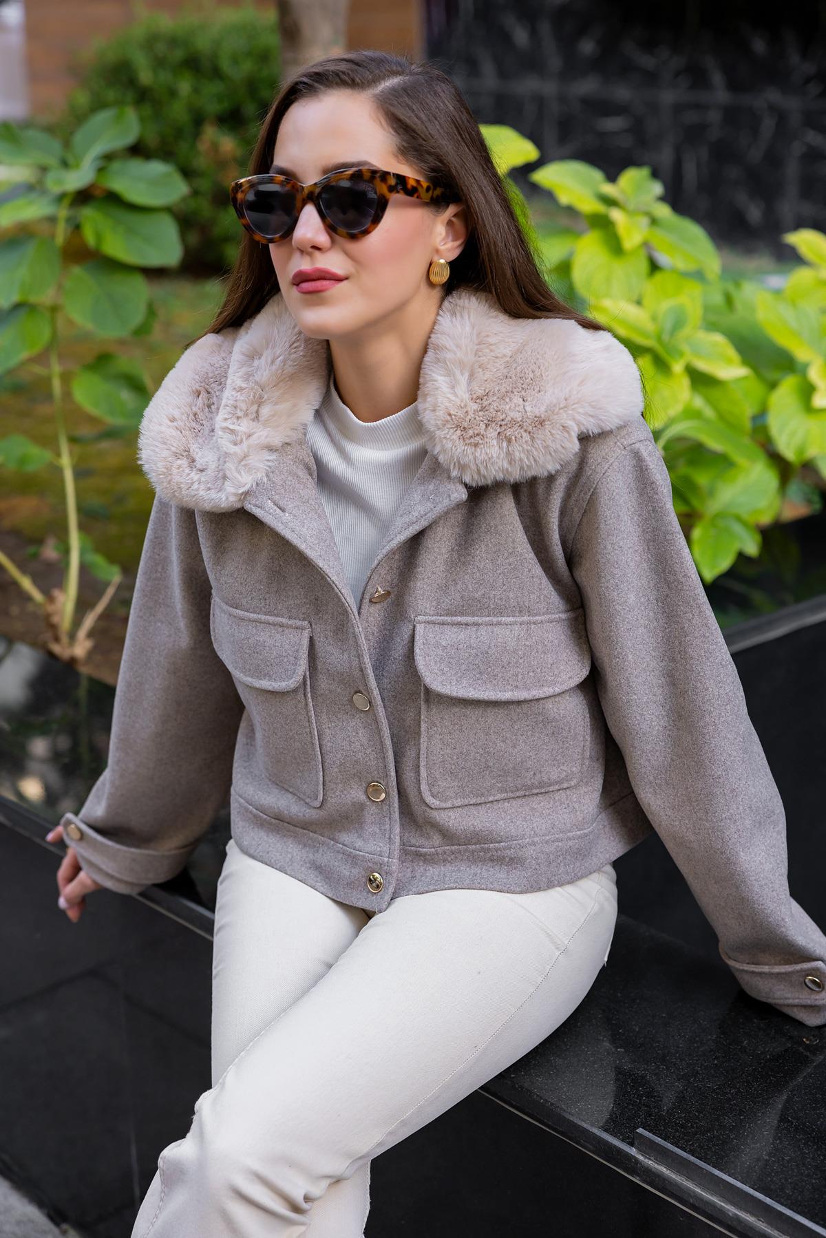 Collar Fur Collar Jacket - MINK