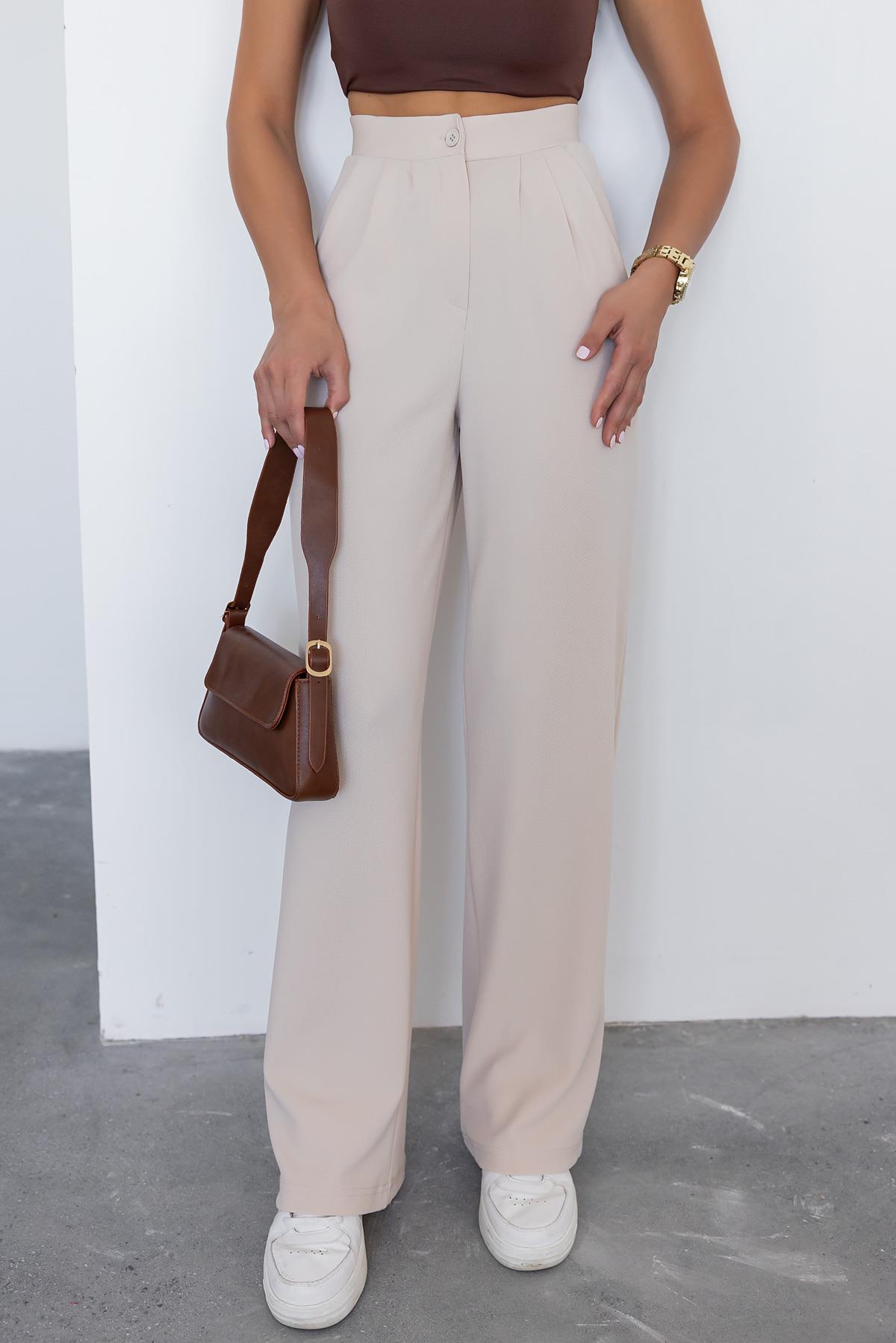 Palazzo Pants with Pockets - CREAM