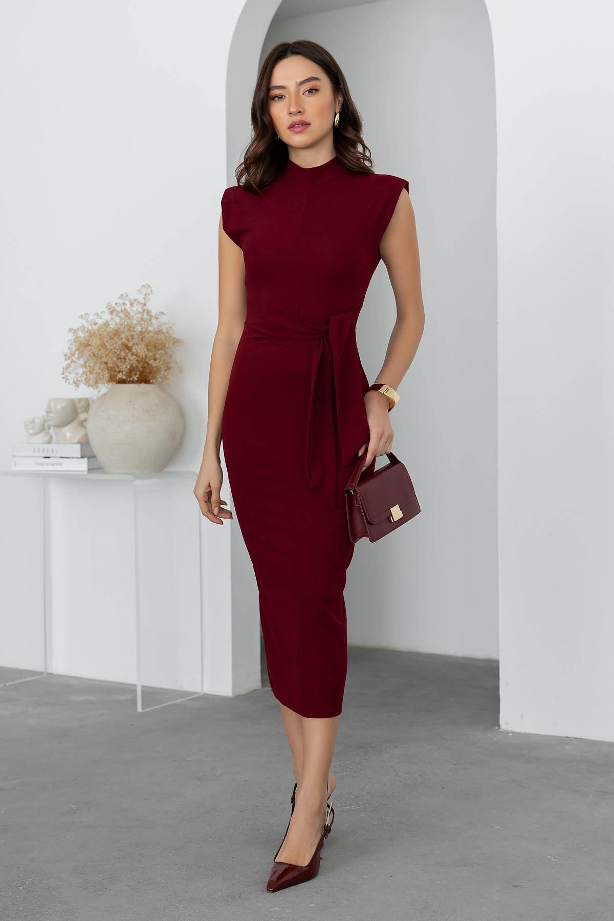 Long Pencil Dress - CLARET