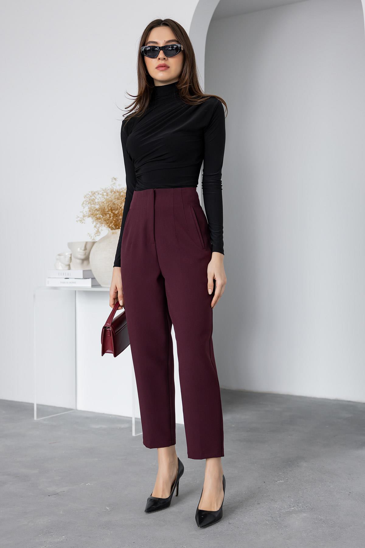 Darted Classic Trousers - Claret Red