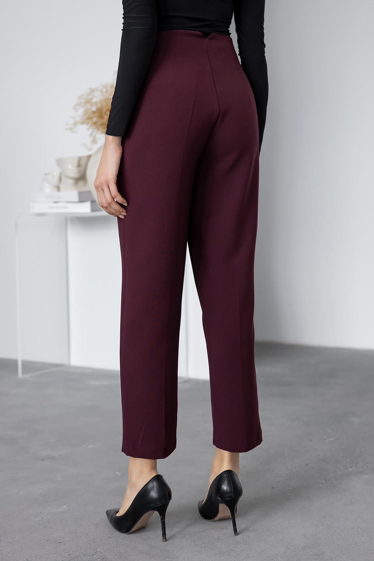 Darted Classic Trousers - Claret Red