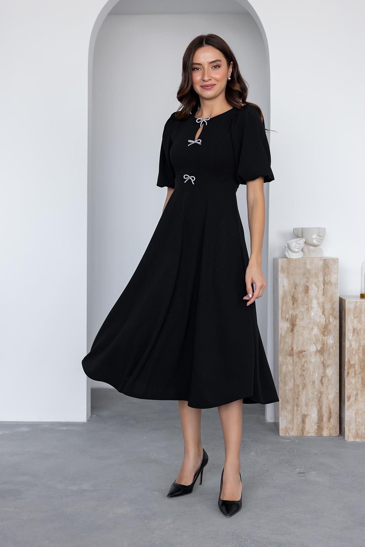 Midi Length Dress - BLACK