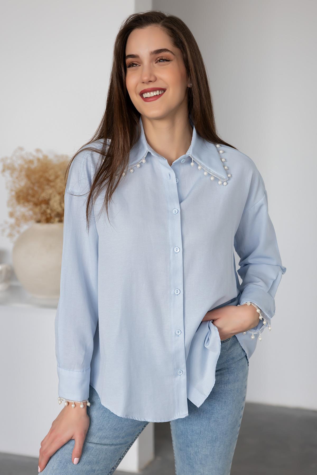 Pearl Poplin Shirt - BABY BLUE