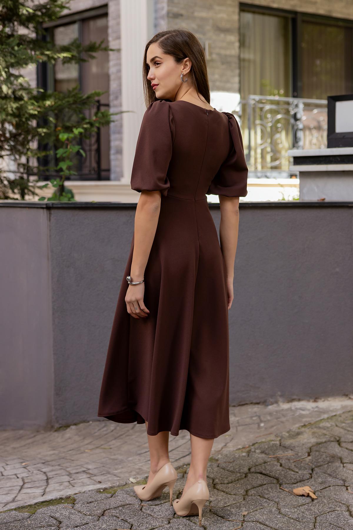 Midi Length Dress - BROWN