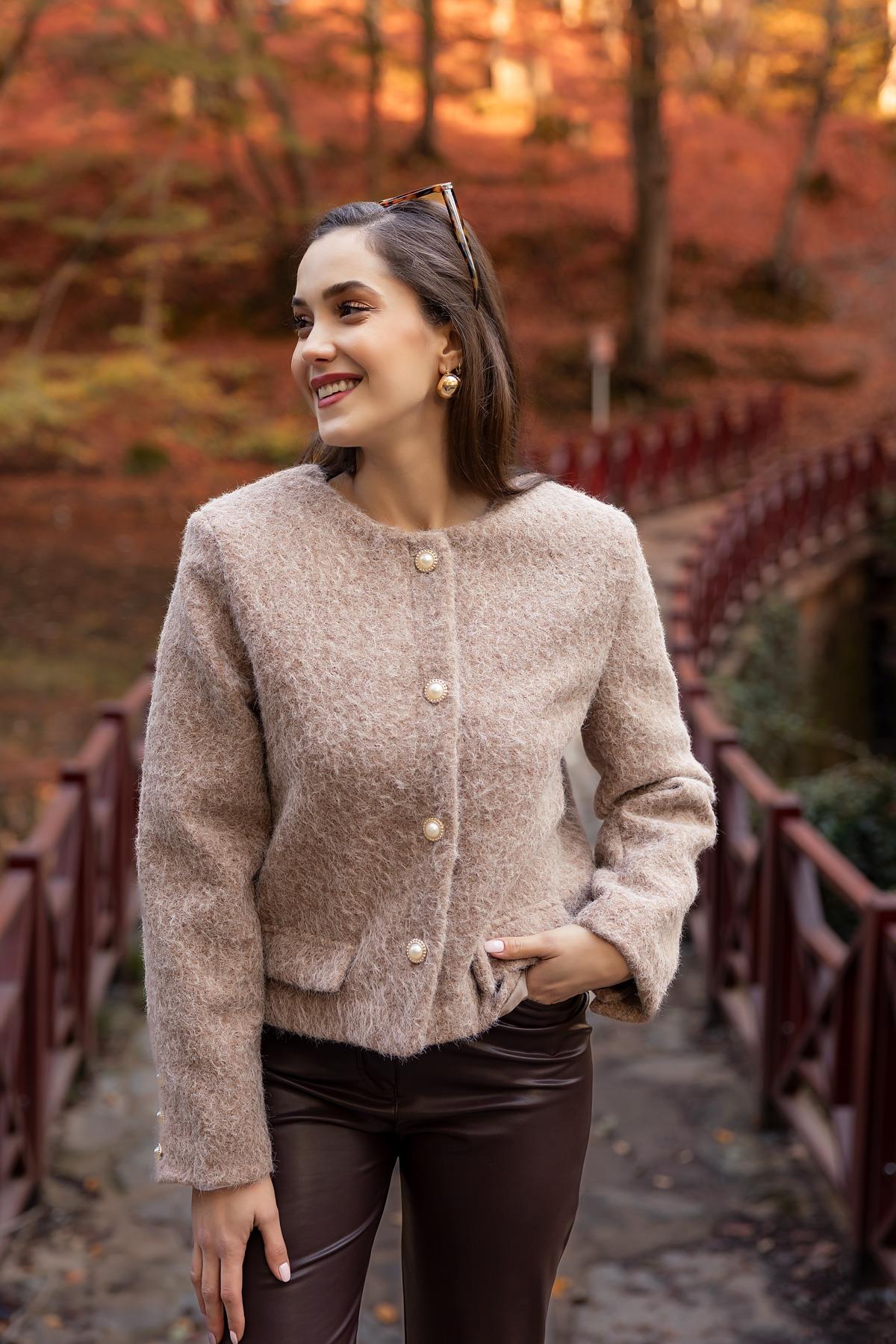 Pearl Buttoned Cashmere Jacket - VISON