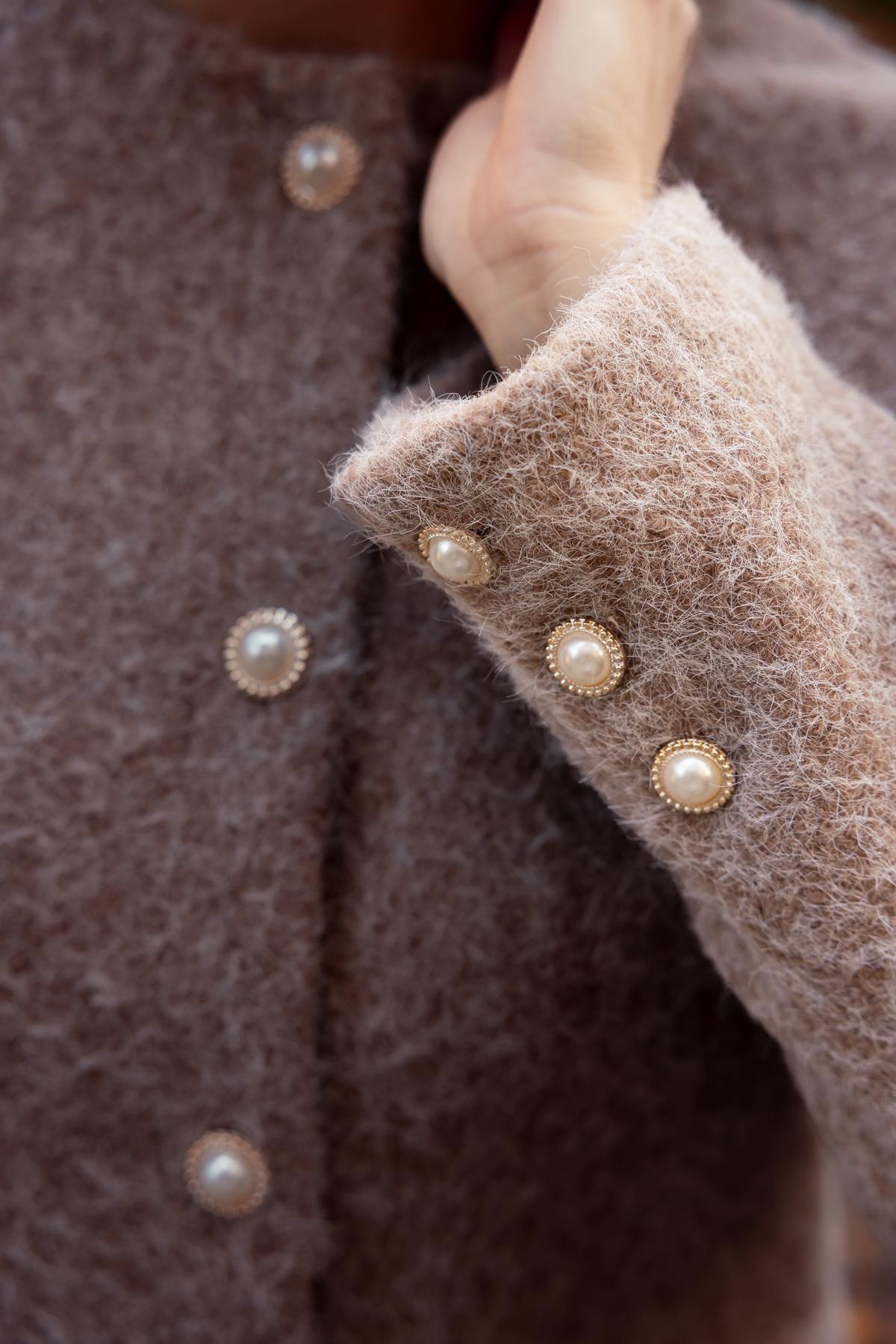 Pearl Buttoned Cashmere Jacket - VISON