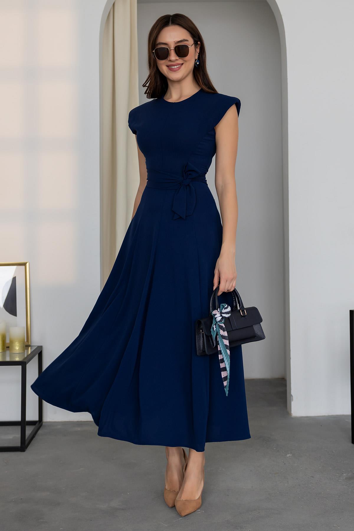 Maxi Flared Dress - NAVY BLUE