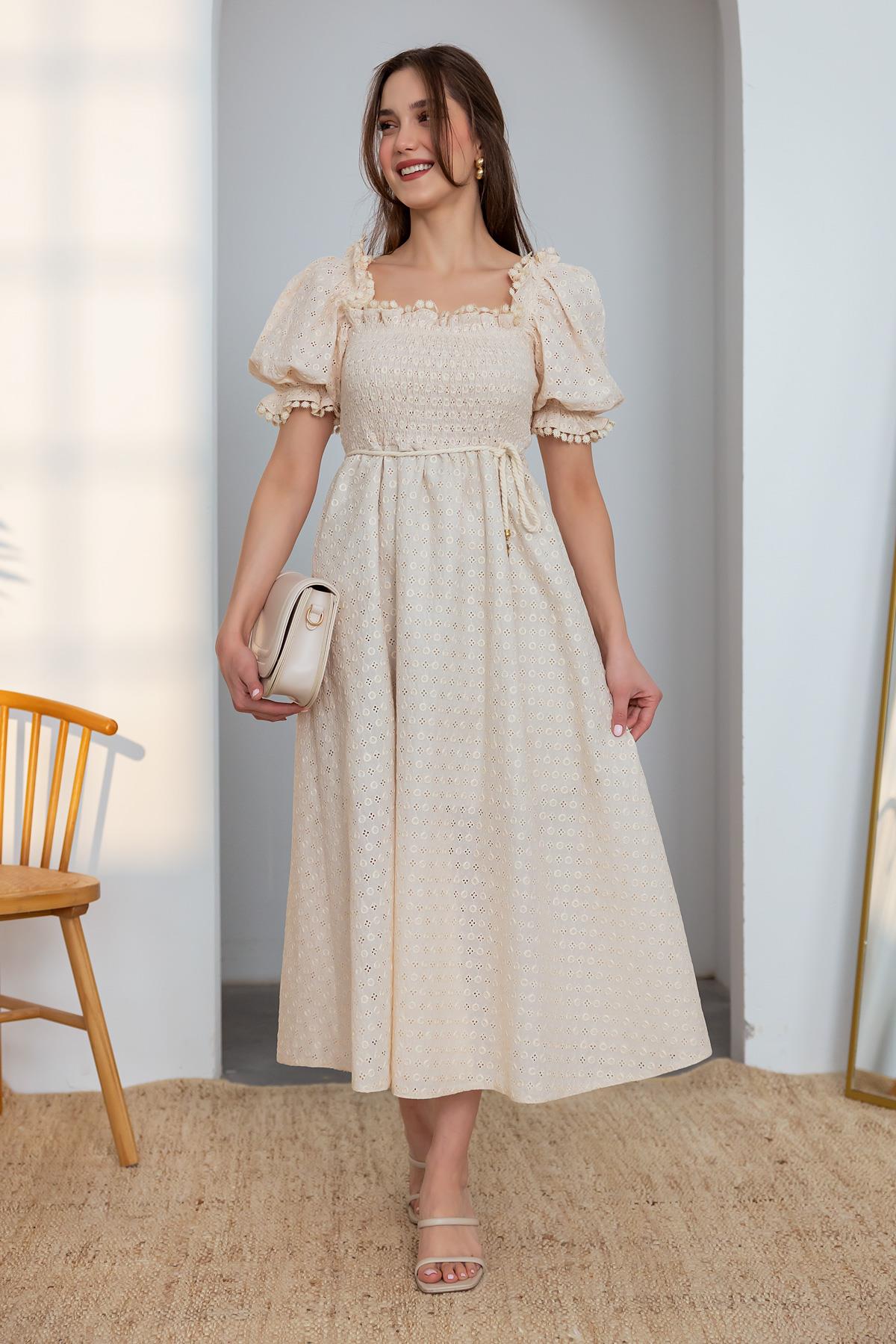 Gipeli Brode Dress - CREAM