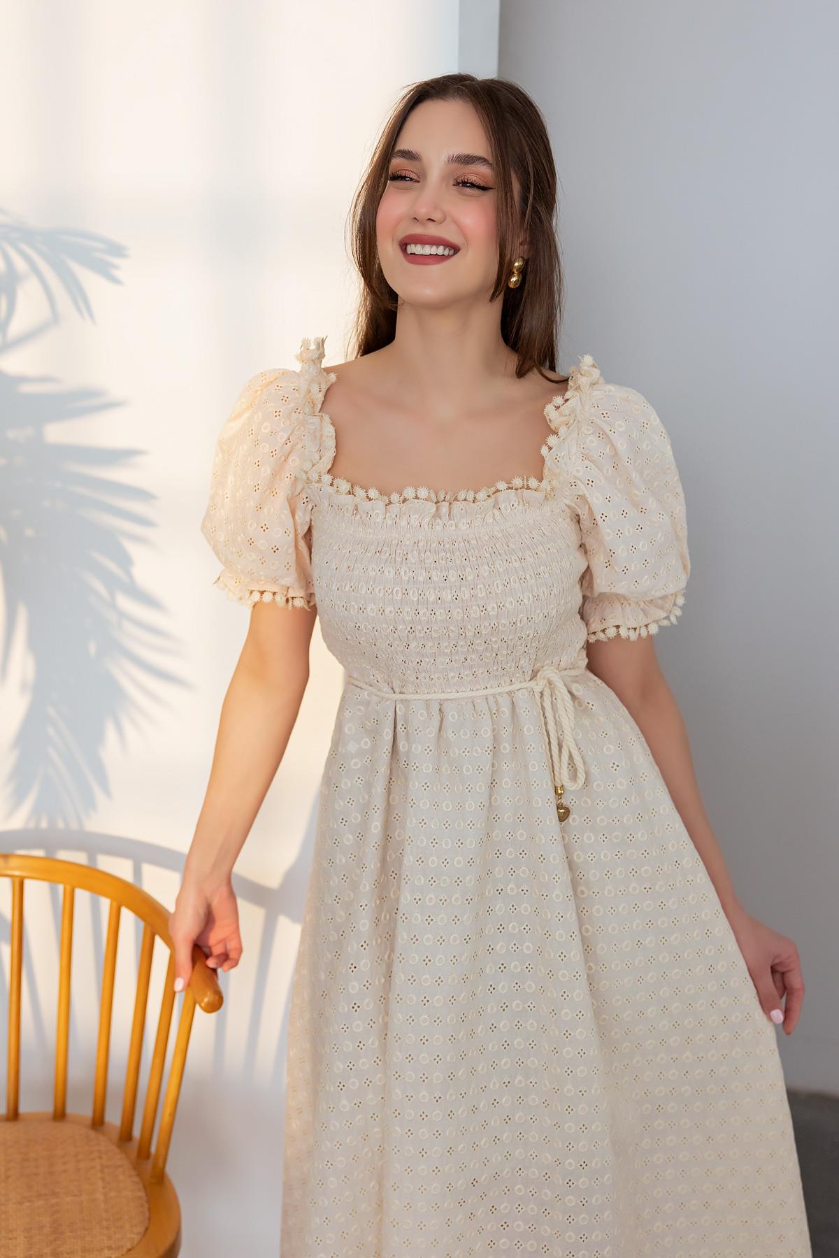Gipeli Brode Dress - CREAM