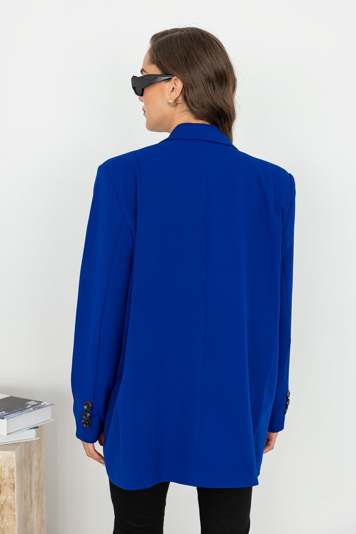 Classic Single-Button Jacket - dark blue