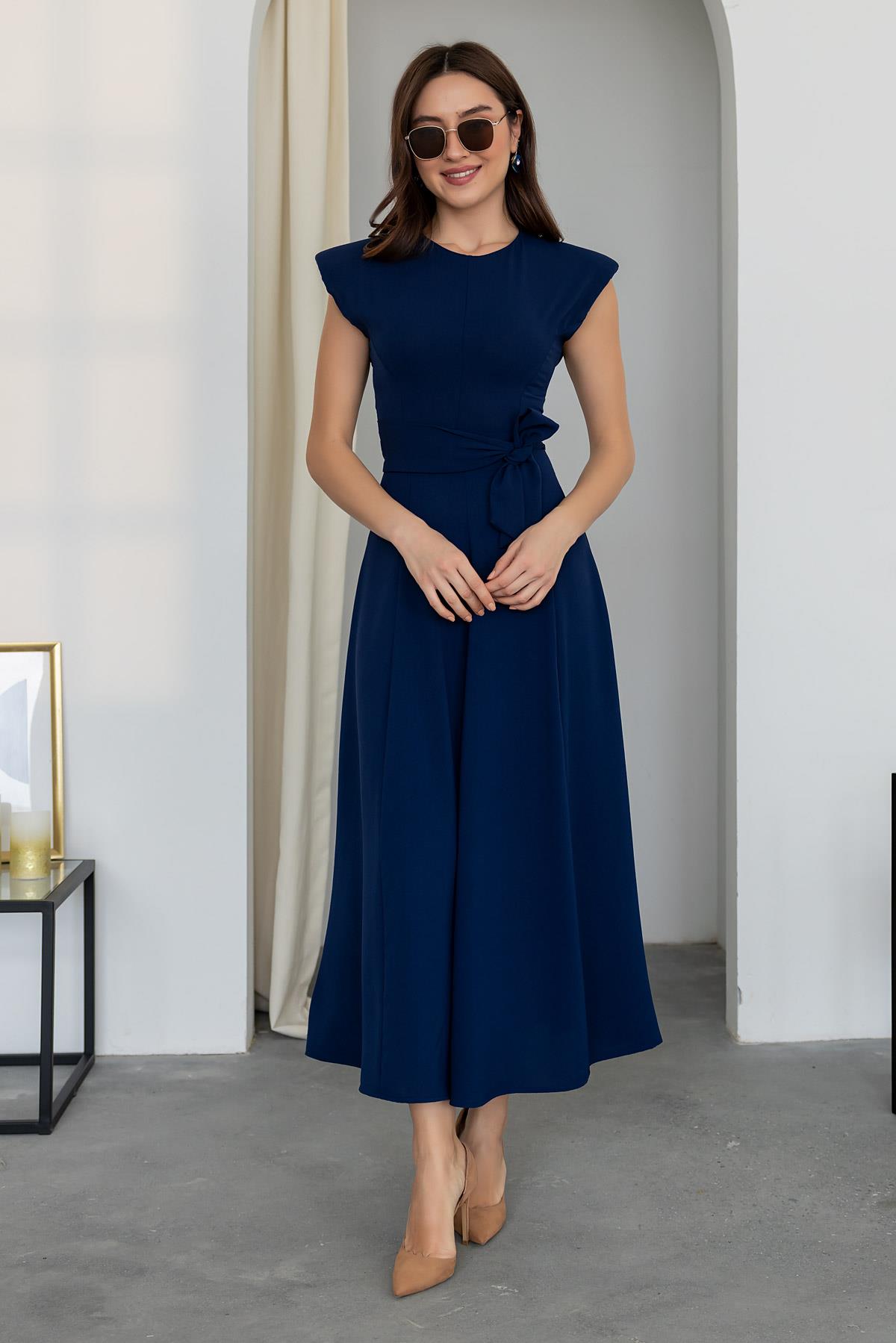 Maxi Flared Dress - NAVY BLUE