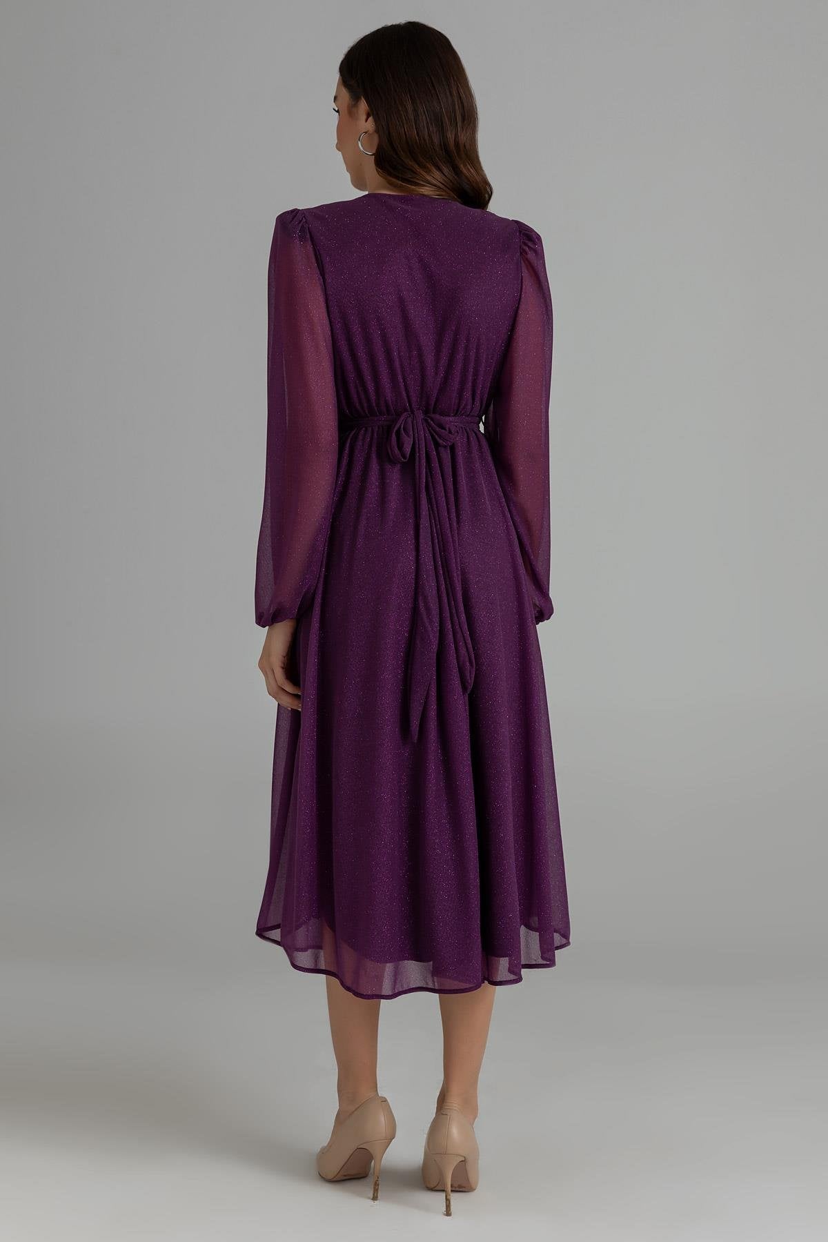 Glittery Evening Dress - PURPLE