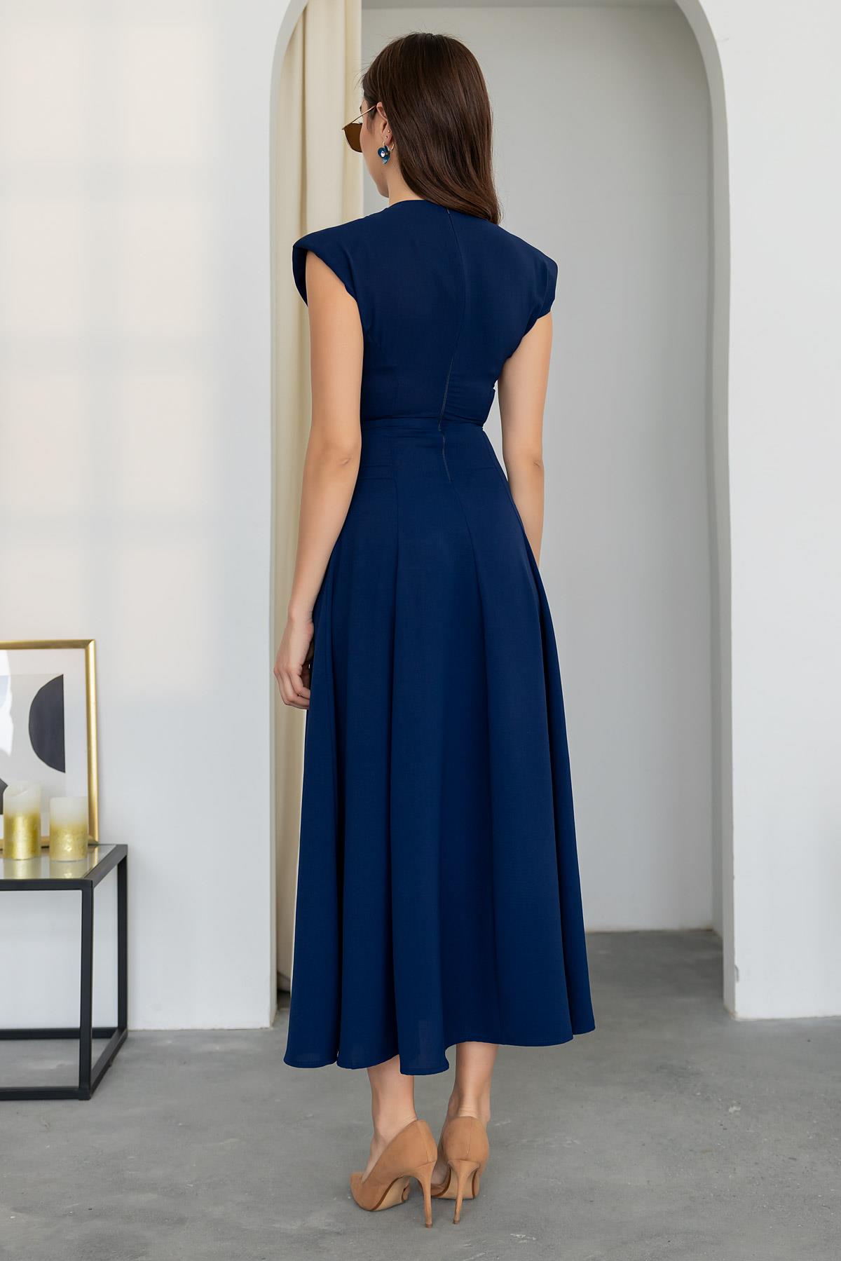 Maxi Flared Dress - NAVY BLUE