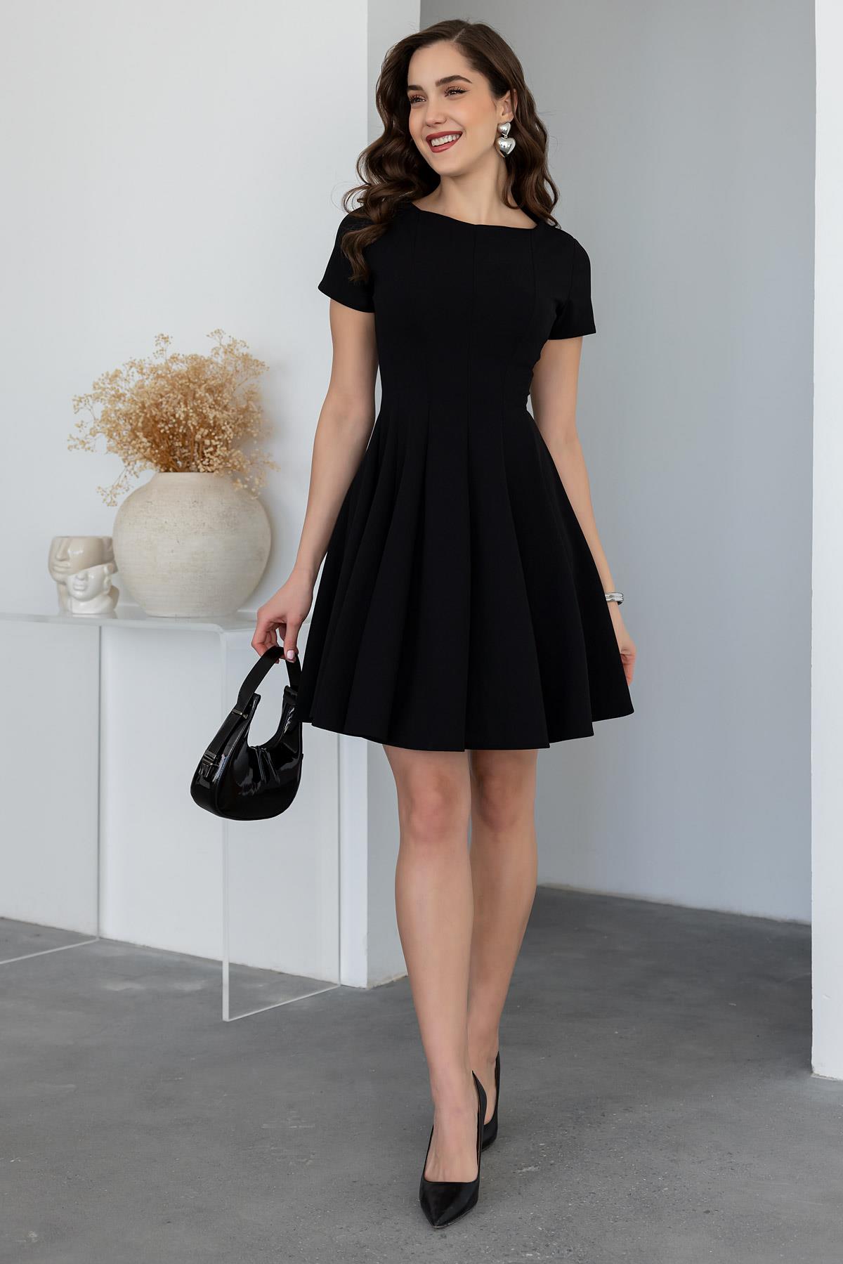 Flounce Mini Dress - BLACK