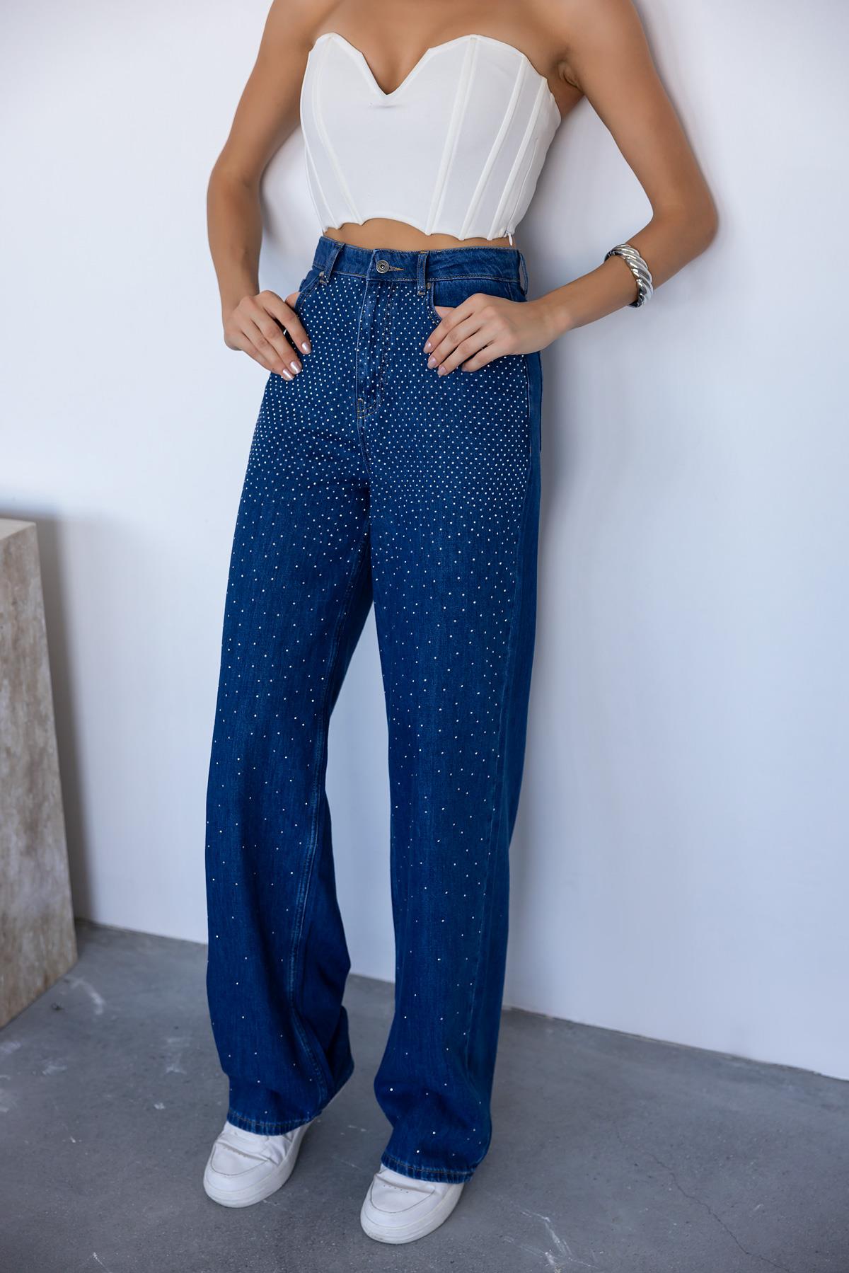 Stoned Denim Pants - NAVY BLUE