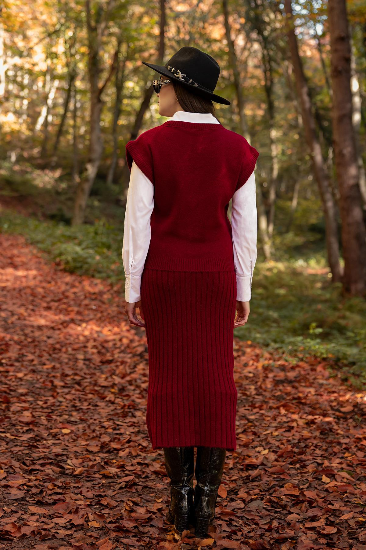 Sweater Knitwear Set - CLARET RED