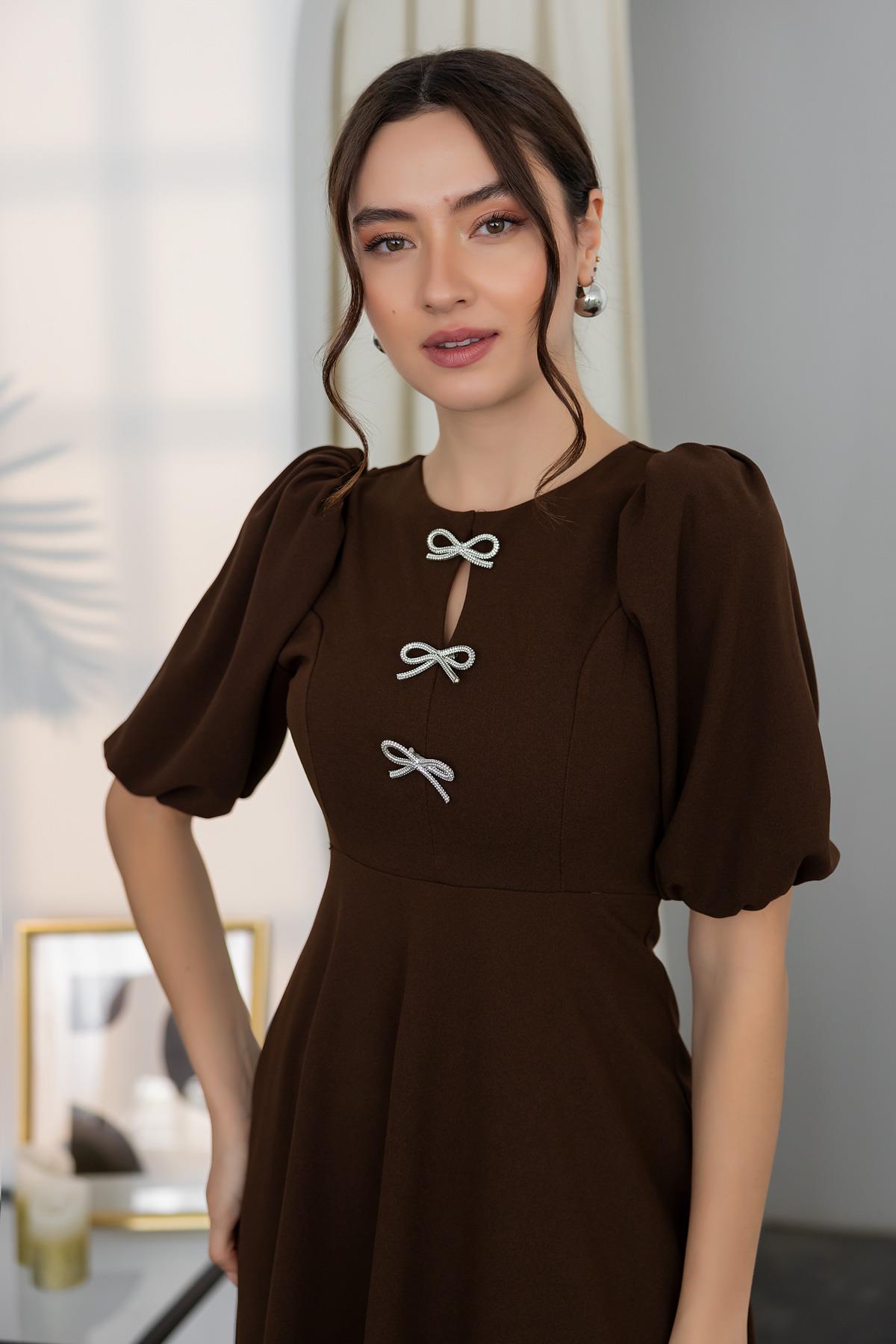 Midi Length Dress - BROWN