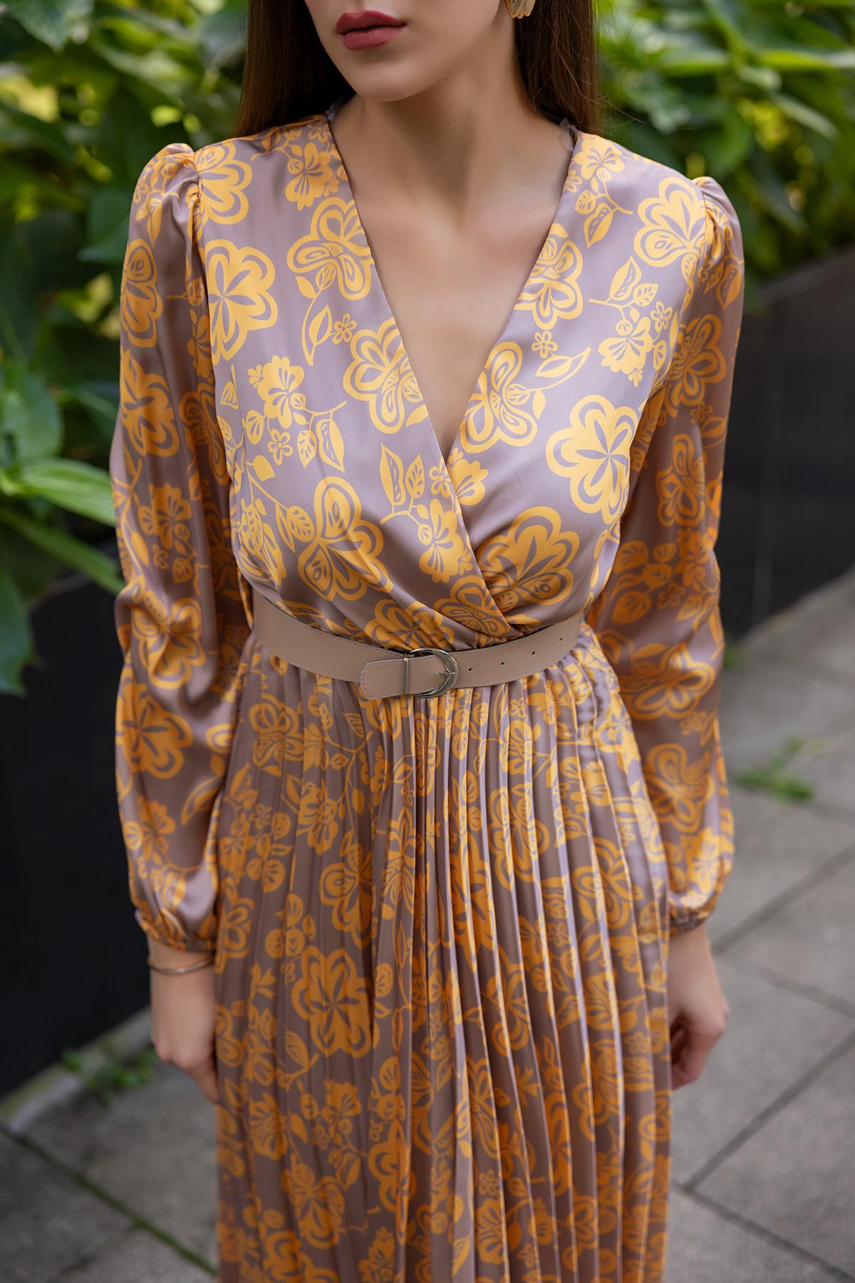 Floral Midi Dress - MUSTARD