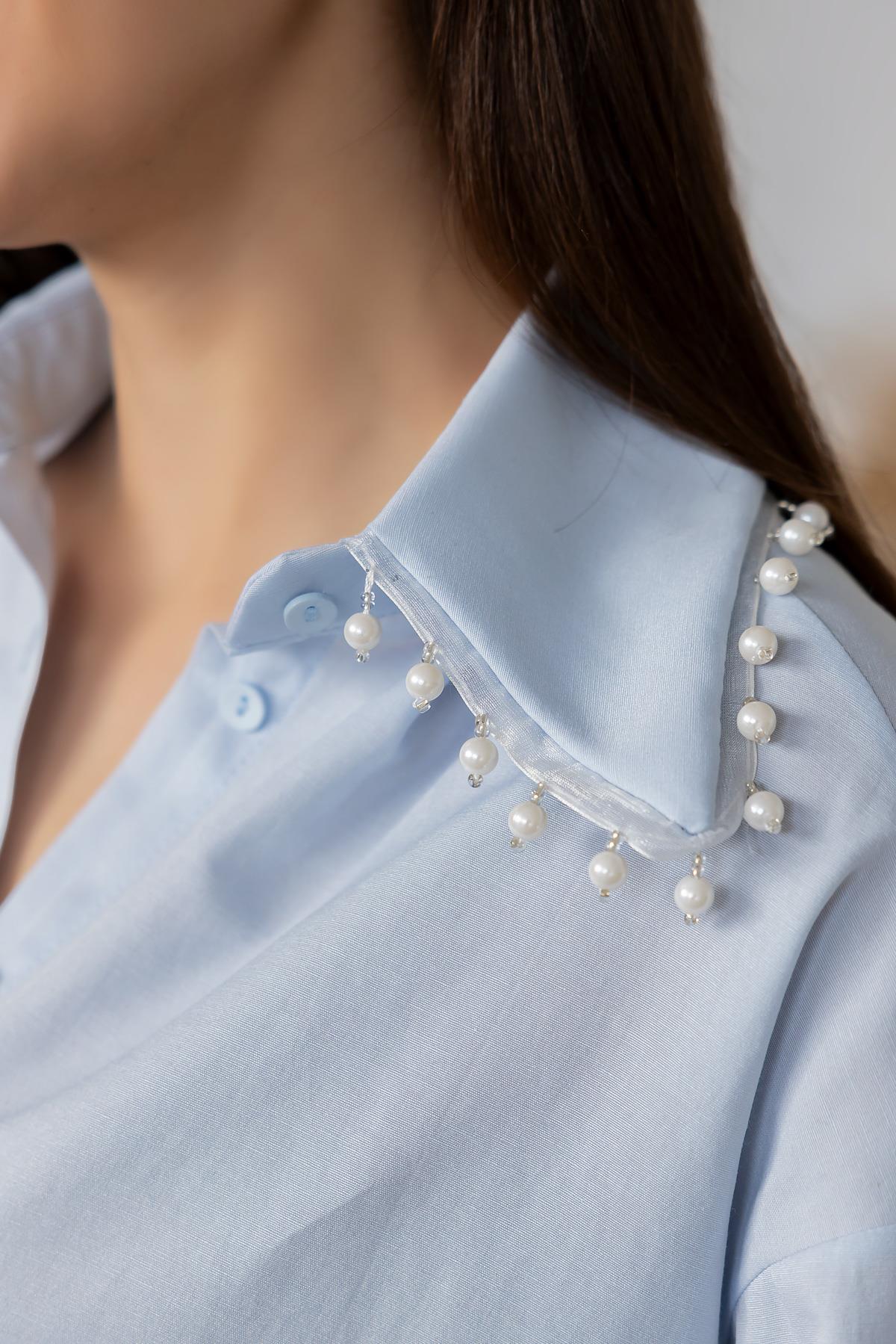 Pearl Poplin Shirt - BABY BLUE