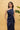 One Shoulder Front Tie Satin Dress - DARK BLUE