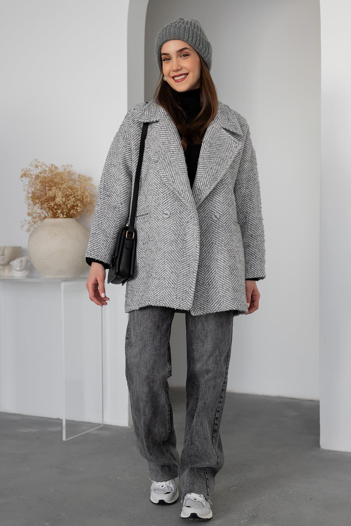 Oversize Short Coat - GRAY