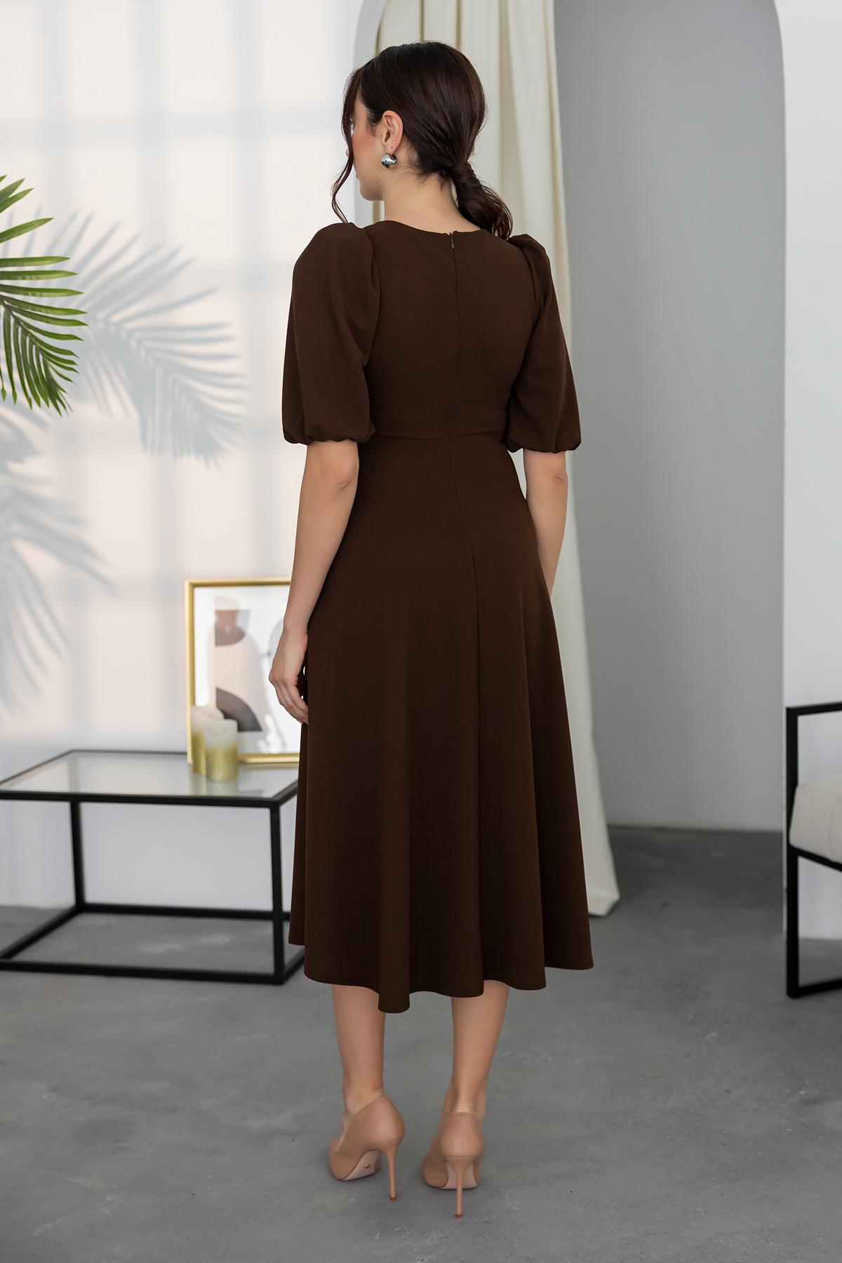 Midi Length Dress - BROWN
