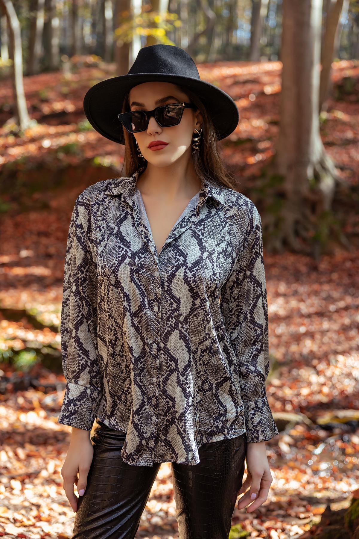 Patterned Shirt - BEIGE