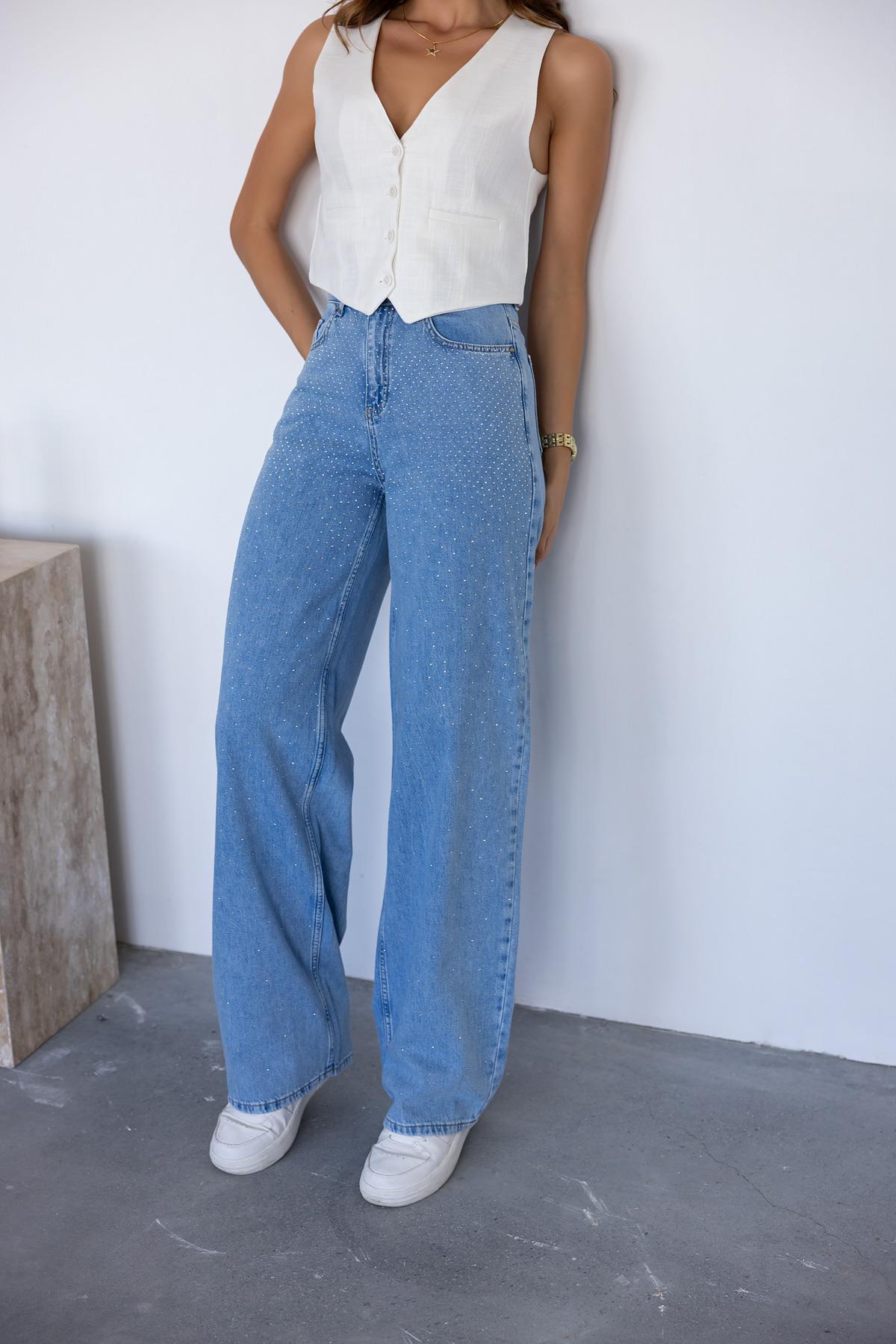 Stoned Denim Pants - BLUE