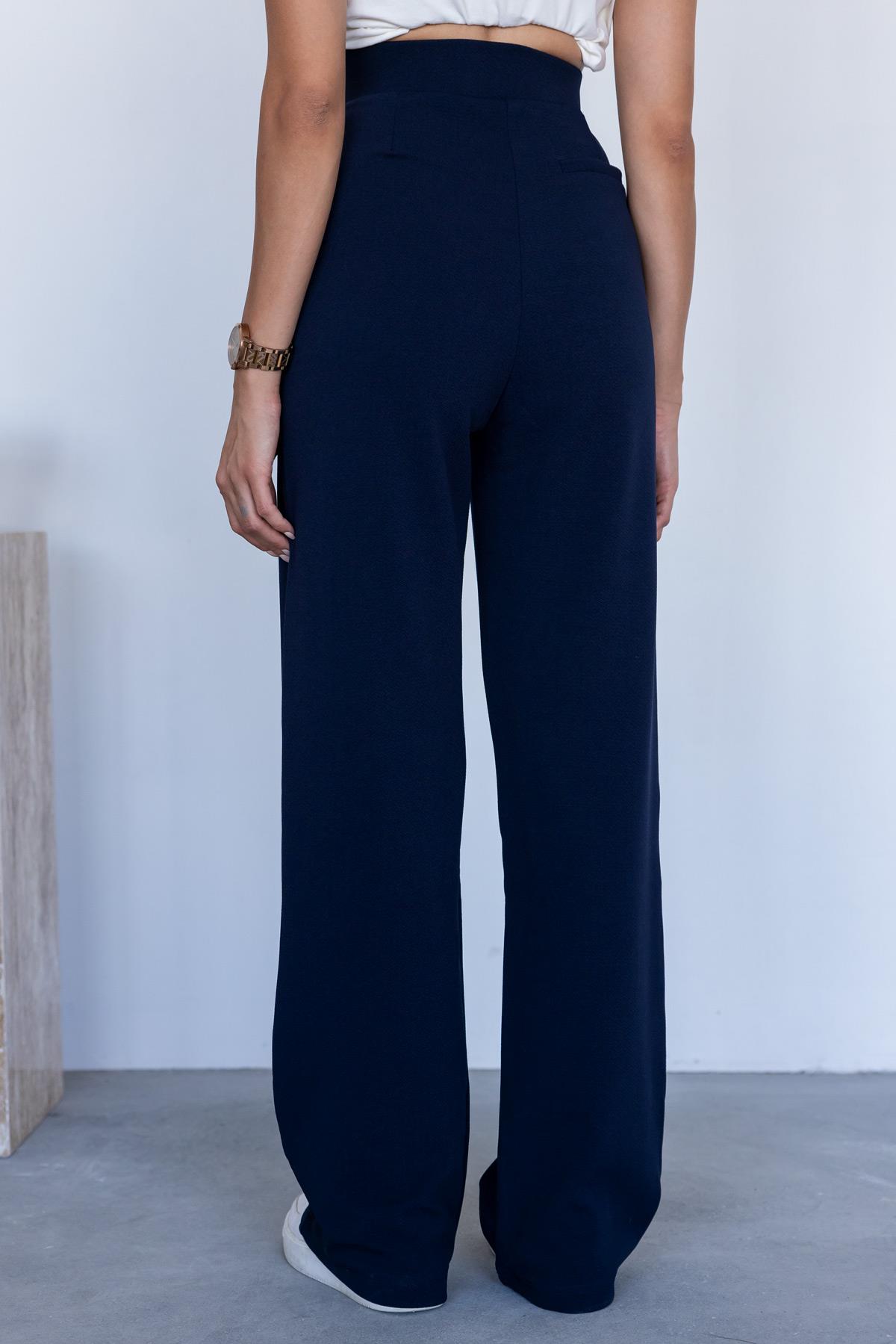 Lycra Palazzo Trousers - DARK BLUE