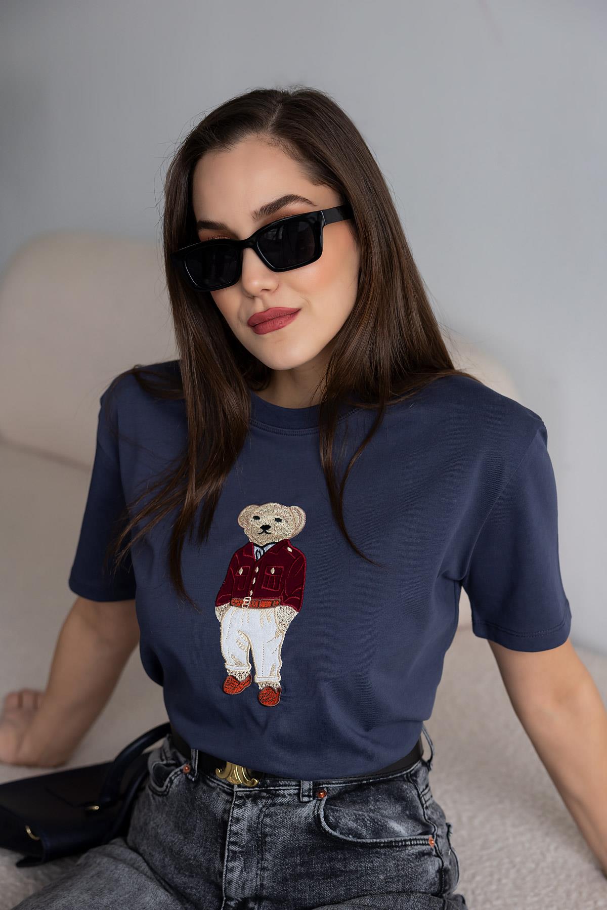 Teddy Bear Printed T-Shirt - ANTHRACITE