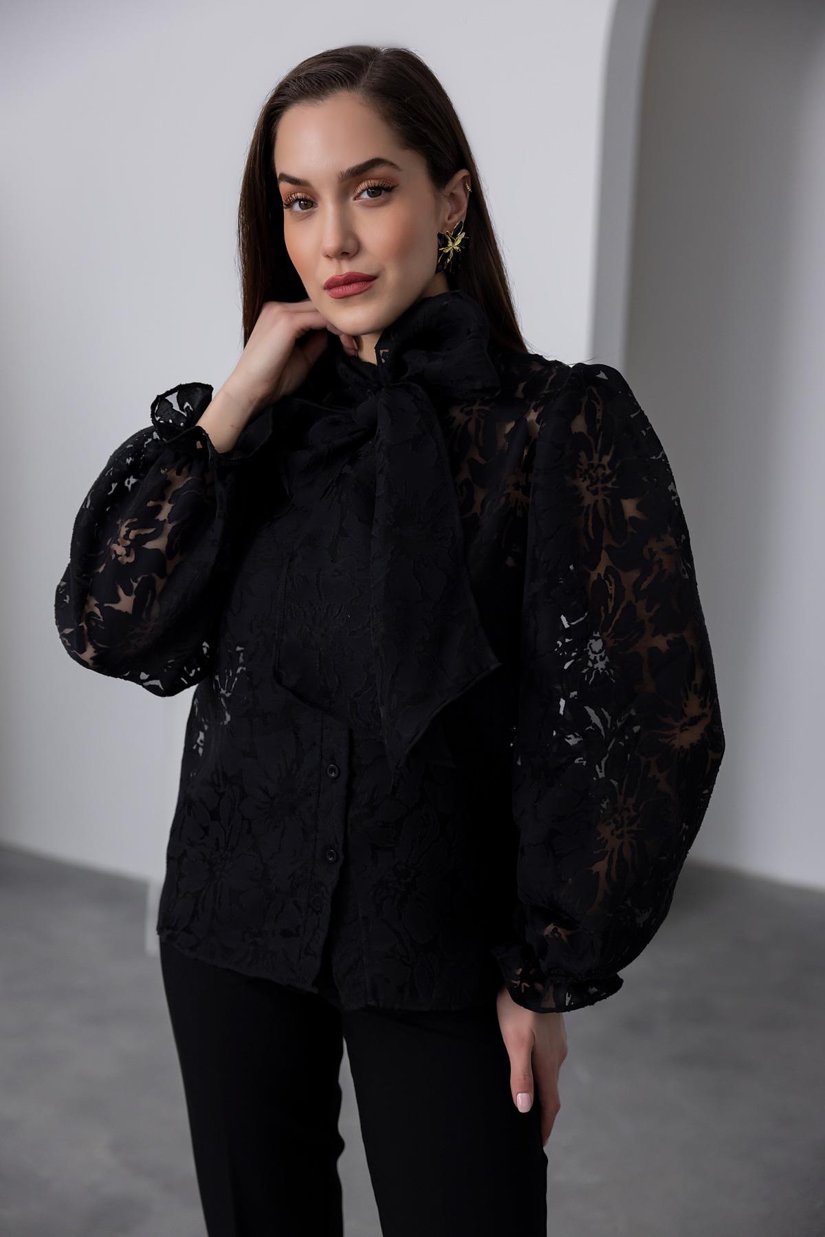 Transparent Embossed Shirt - BLACK