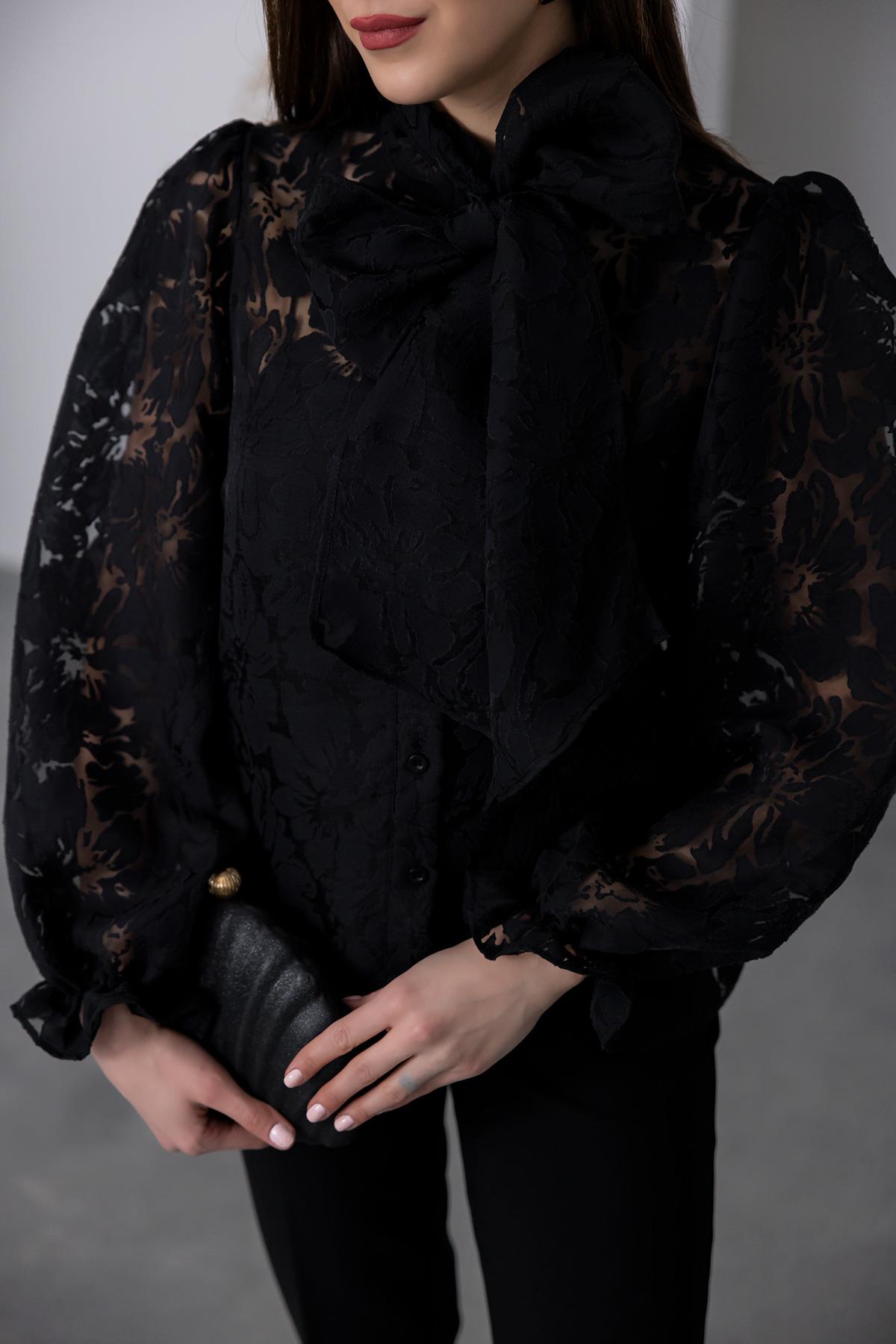 Transparent Embossed Shirt - BLACK