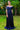 Pleated Satin Evening Dress - NAVY BLUE