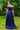 Pleated Satin Evening Dress - NAVY BLUE