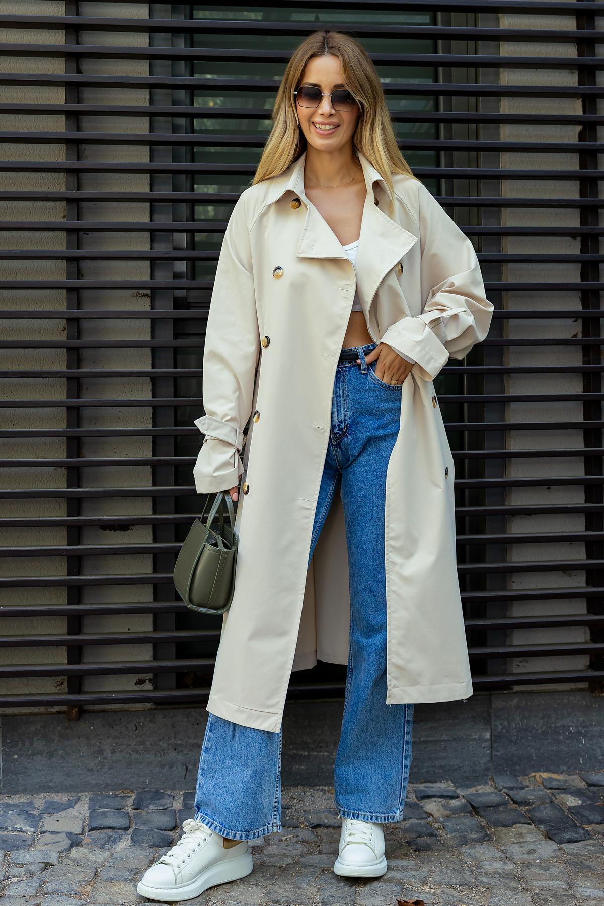 Belted Trench Coat - BEIGE