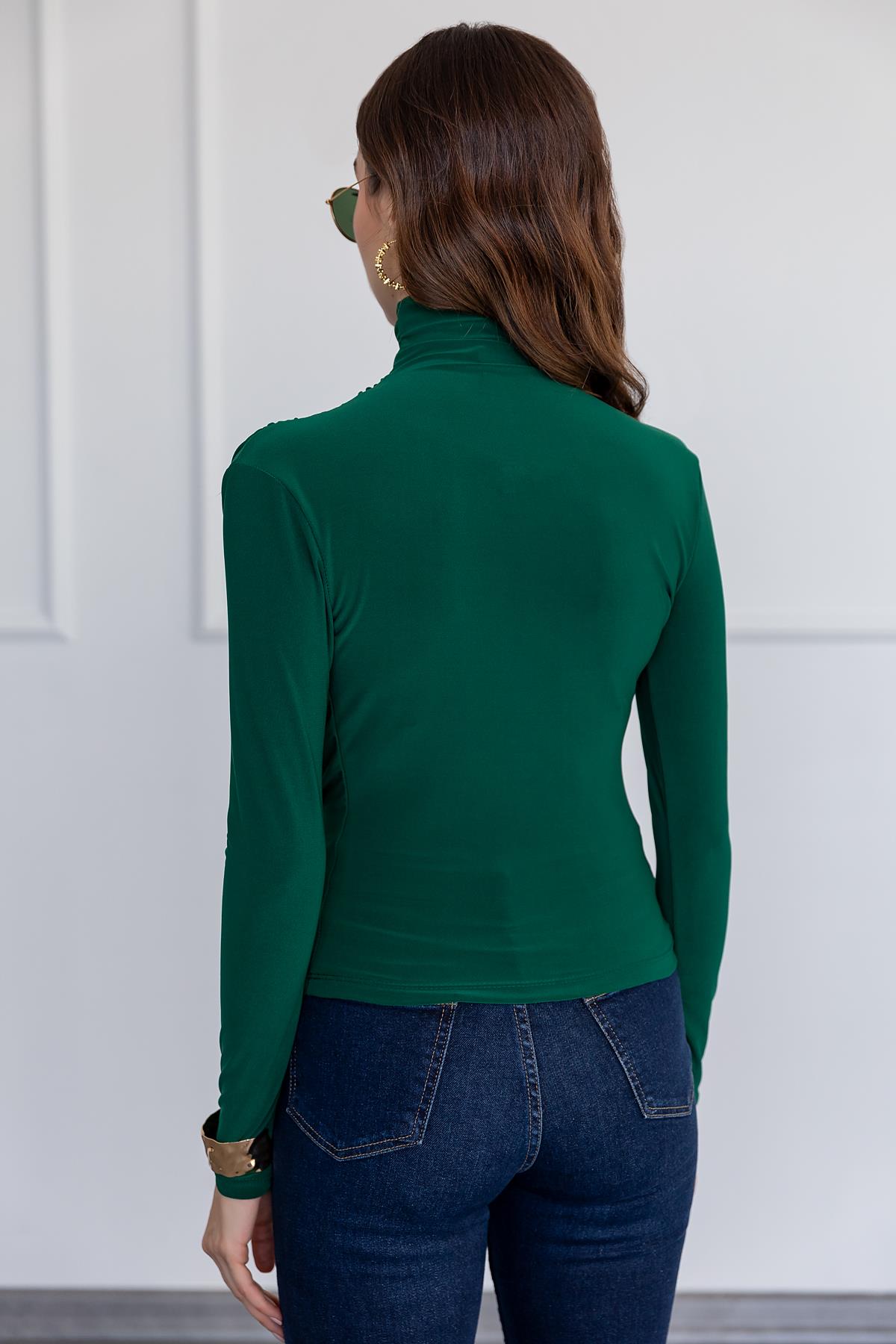 Draped Basic Blouse - EMERALD GREEN