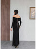 Off-the-Shoulder Long Dress with Neck Accessory