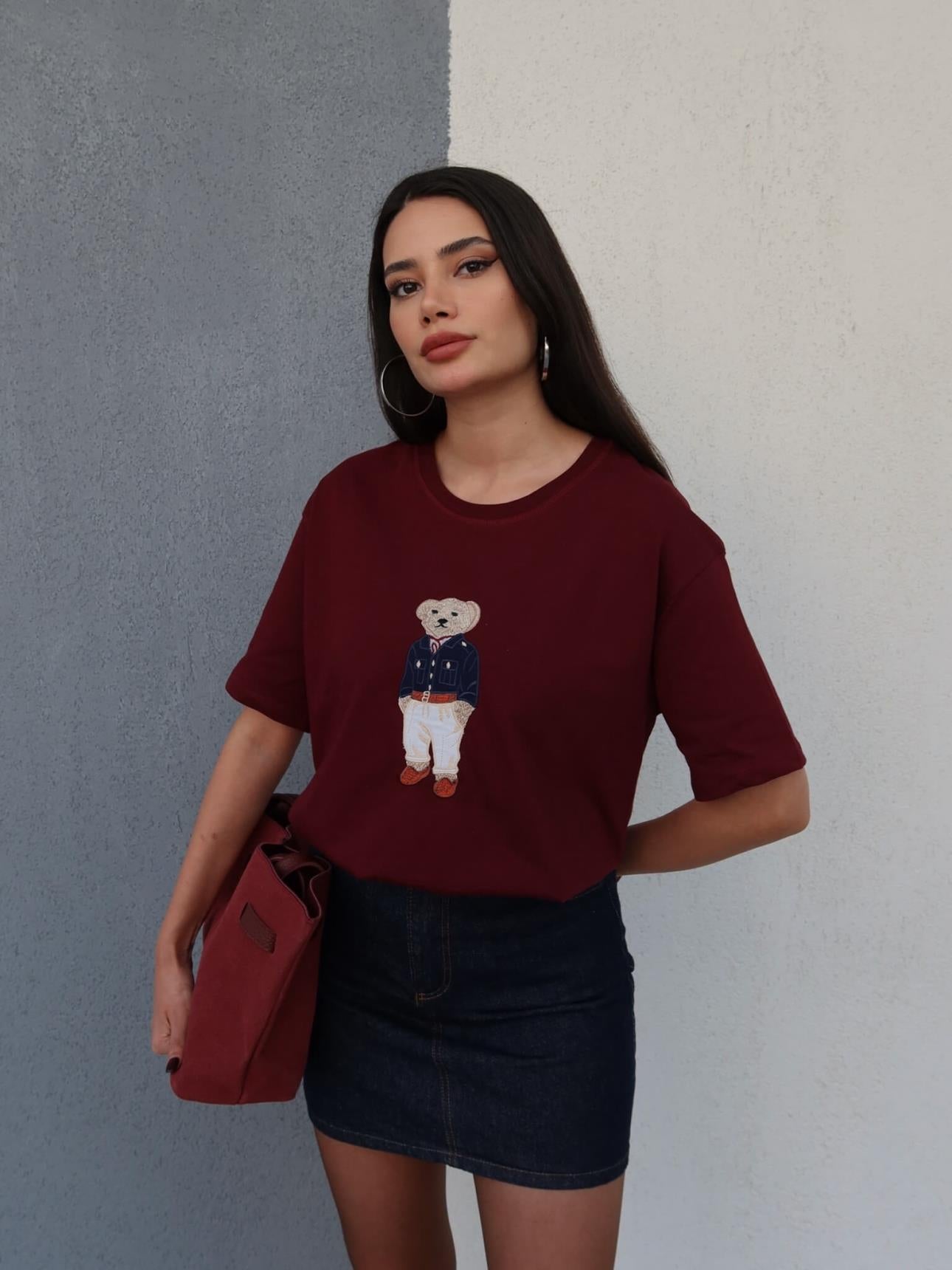 Teddy Bear Embroidered T-Shirt