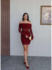 Off-the-Shoulder Gathered Short Dress