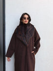 Fur Collar Button-Down Long Coat